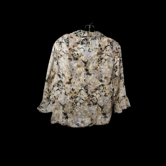 Nicola Woman Sheer Blouse with Ruffled Sleeves and Crinkle Tank Set Small - Picture 4 of 10